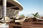 Virgin Island complex roof top restaurant with stunning view of Red Sea